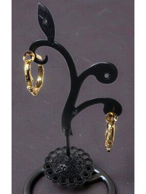 Vintage 1970s Crown Trifari Hinged Back Hoop Earrings
